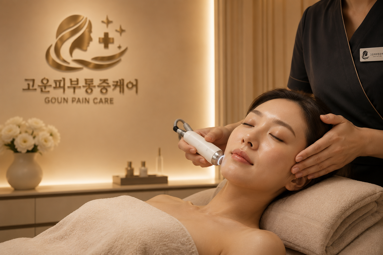 고운통증케어 얼굴 케어 장면